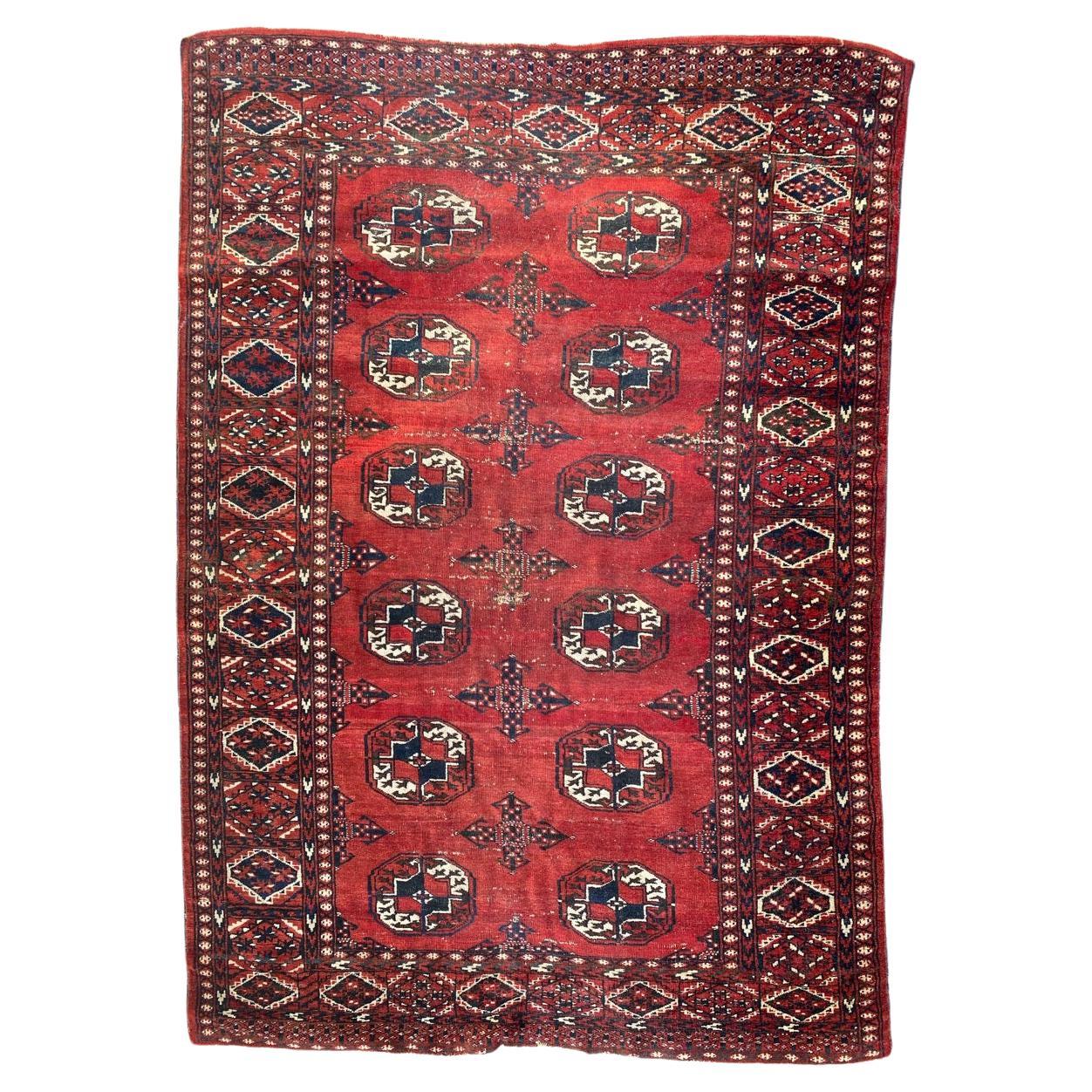 Bobyrug’s Pretty Antique Bokhara Afghan Rug For Sale