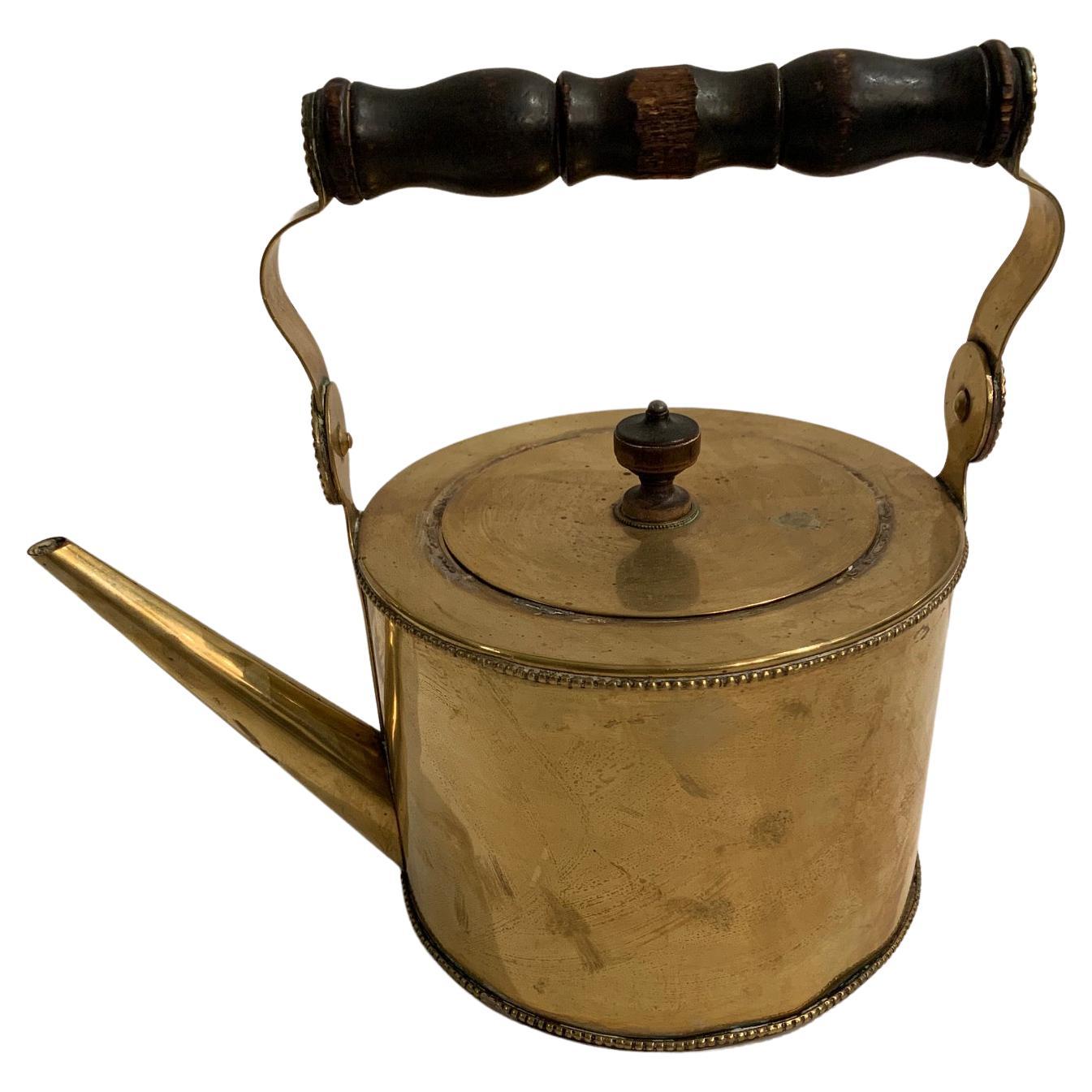 Pretty Antique Brass Tea Kettle For Sale