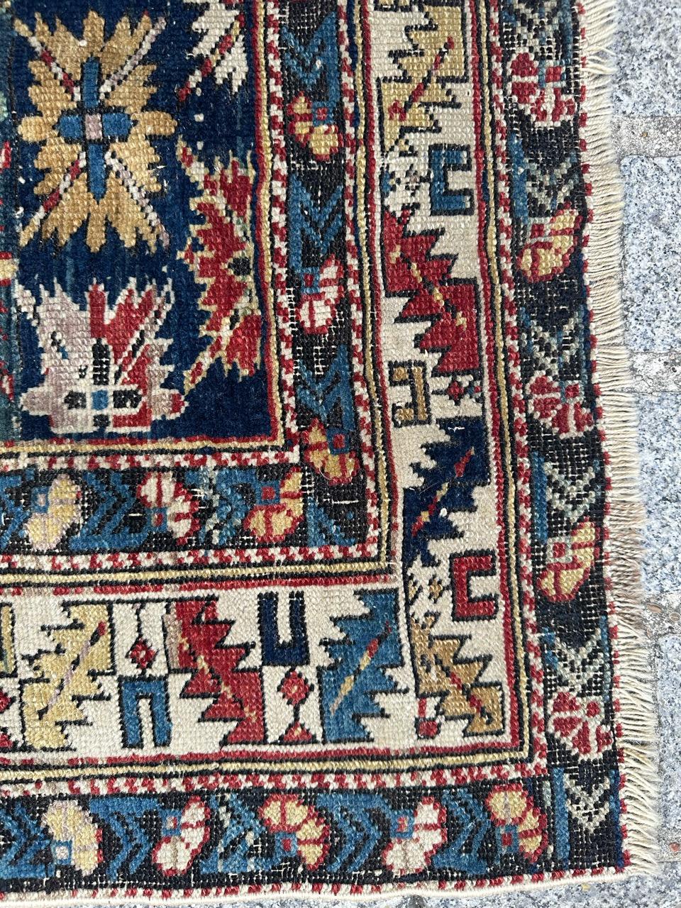 Wool Bobyrug’s Pretty antique Caucasian Shirvan kouba rug For Sale