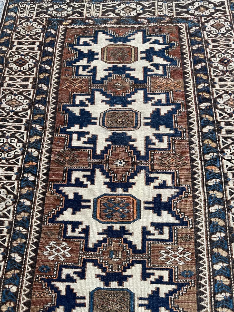 Wool Bobyrug’s Pretty antique Caucasian shirwan lesgui rug  For Sale