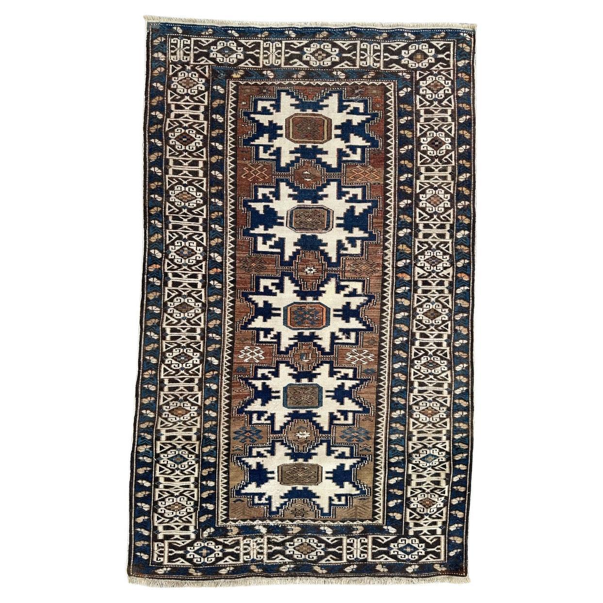 Bobyrug’s Pretty antique Caucasian shirwan lesgui rug  For Sale