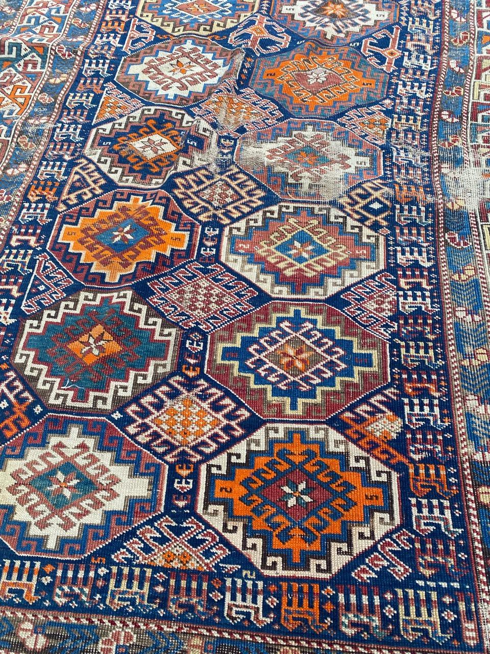 Bobyrug’s Pretty Antique Caucasian Shirwan Rug For Sale 4