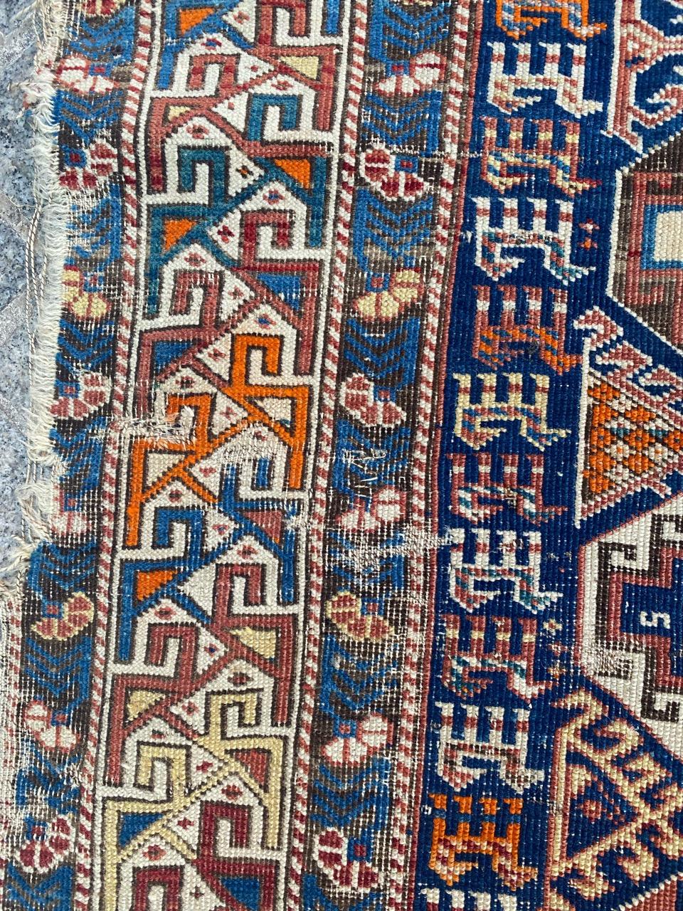 Wool Bobyrug’s Pretty Antique Caucasian Shirwan Rug For Sale