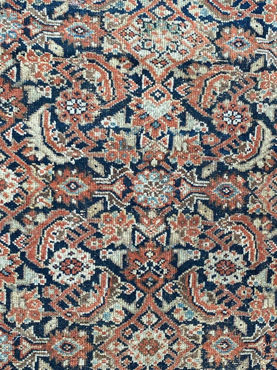 Bobyrug’s Pretty Antique Distressed Malayer Rug For Sale 3
