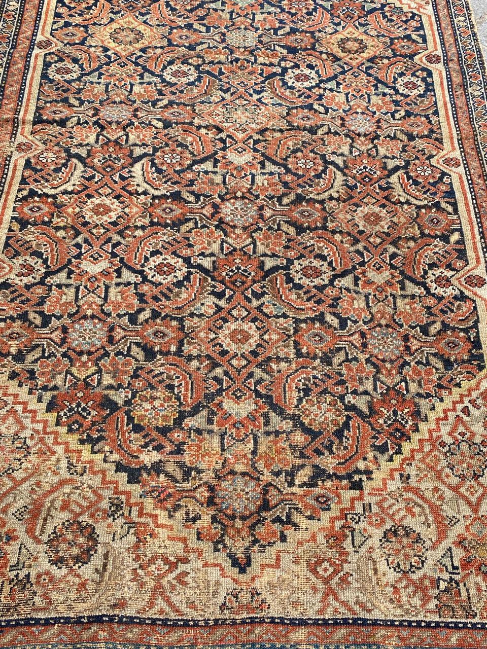Bobyrug’s Pretty Antique Distressed Malayer Rug For Sale 4