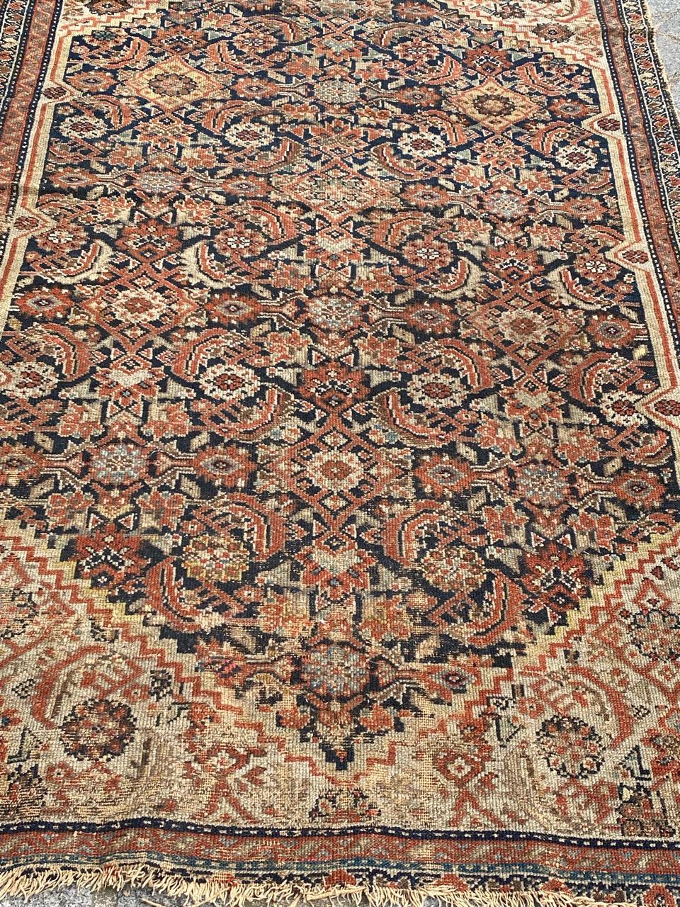 Bobyrug’s Pretty Antique Distressed Malayer Rug For Sale 5