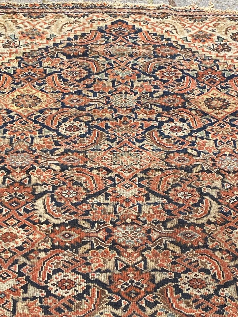 Bobyrug’s Pretty Antique Distressed Malayer Rug For Sale 6