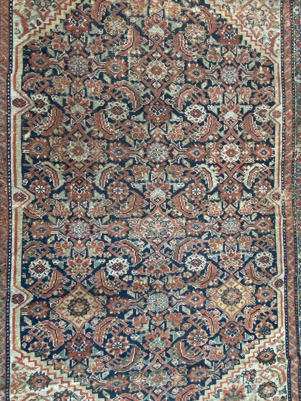 Bobyrug’s Pretty Antique Distressed Malayer Rug For Sale 8