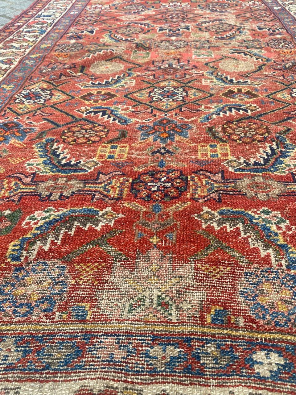 19th Century Bobyrug’s Pretty Antique Distressed North Western Rug For Sale