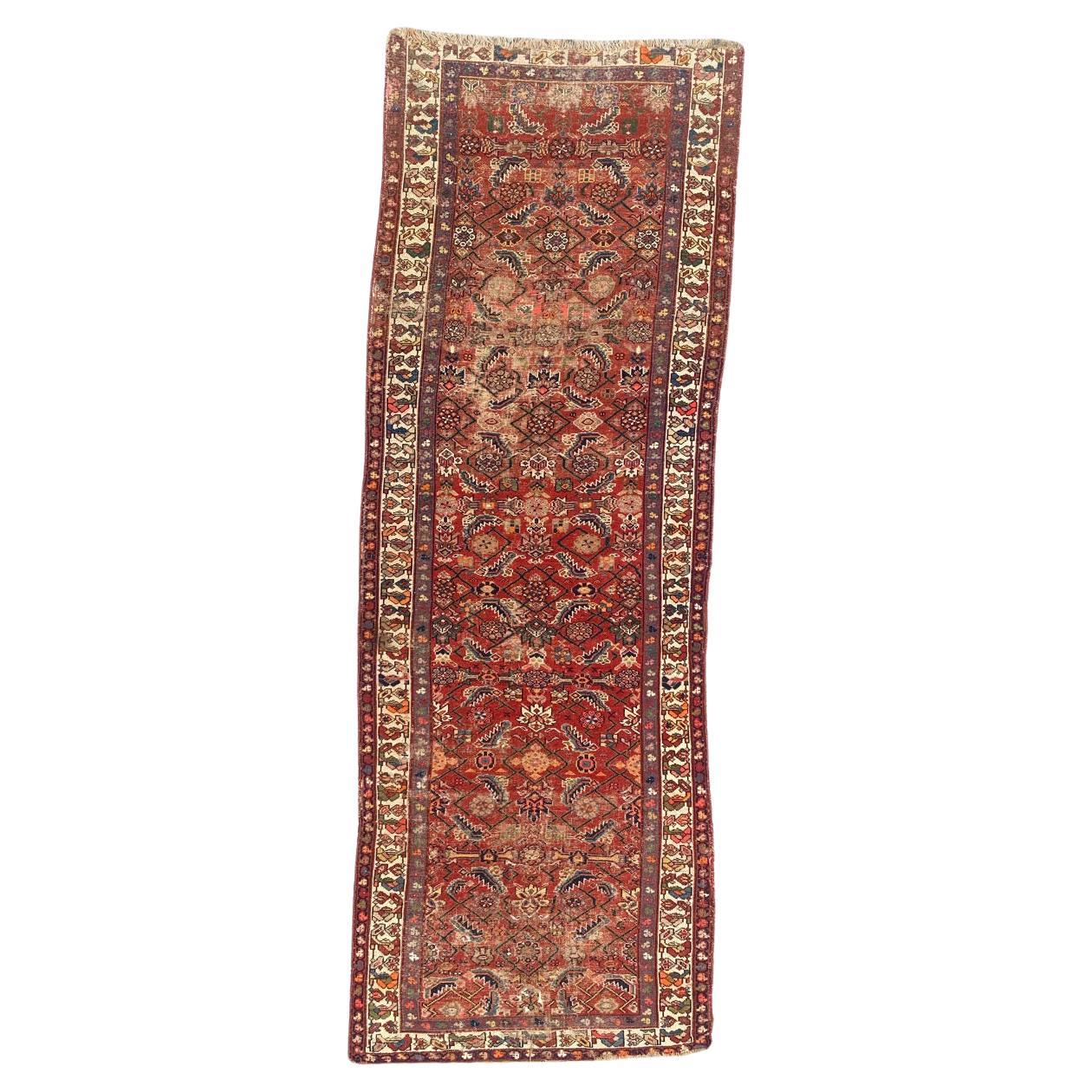 Bobyrug’s Pretty Antique Distressed North Western Rug For Sale