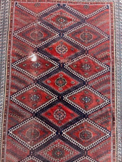 Pretty antique distressed qashqai rug