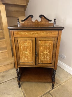 Pretty antique Edwardian mahogany inlaid music cabinet