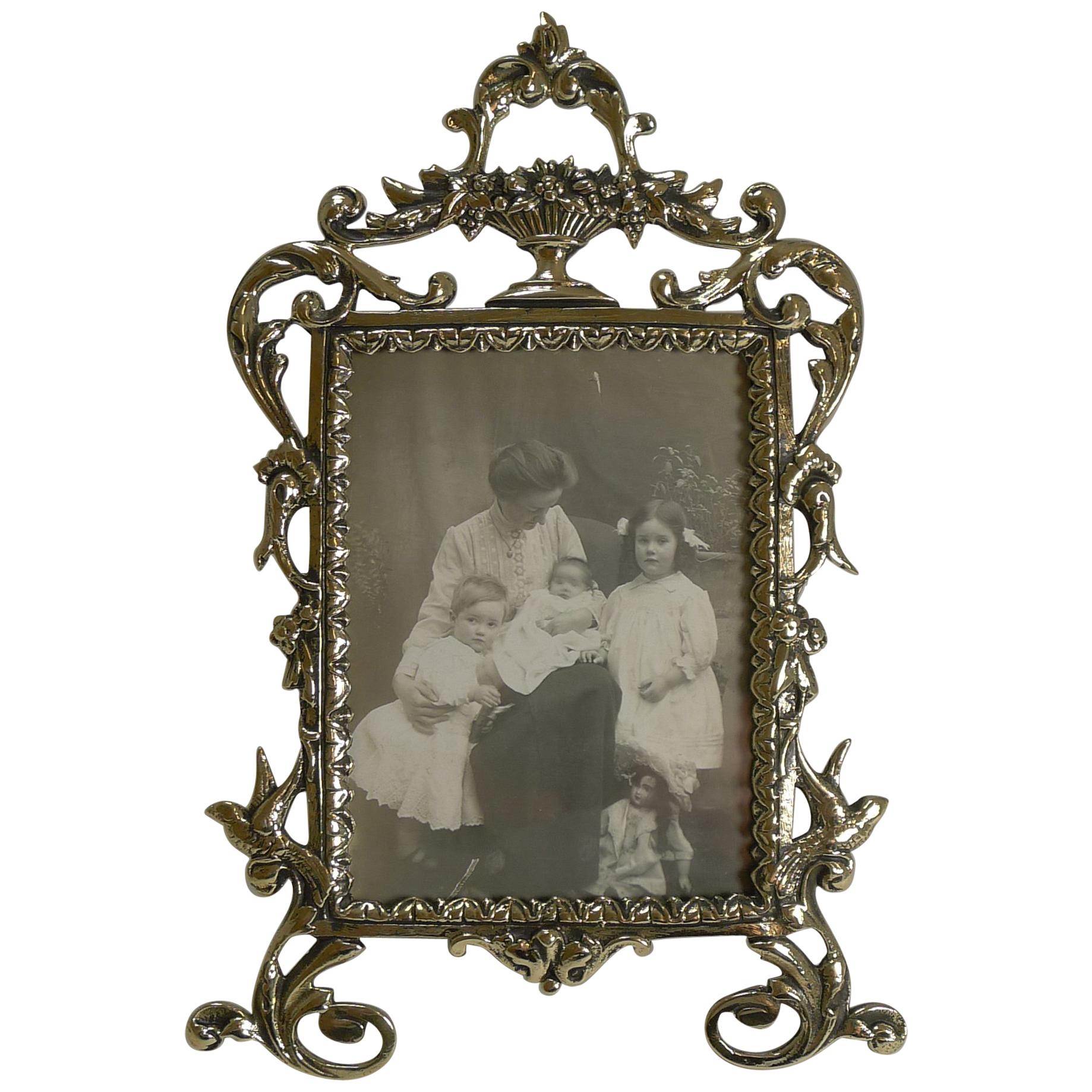 Pretty Antique English Cast Brass Photograph Frame, circa 1880