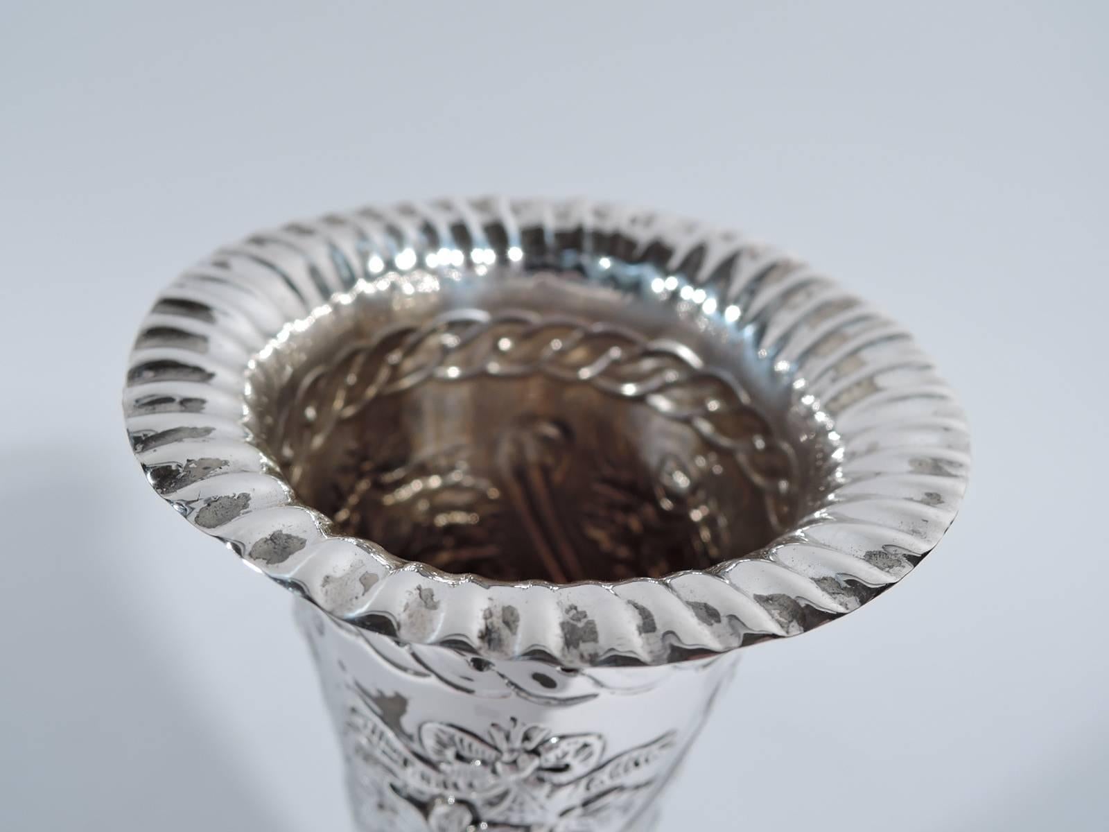 Victorian Pretty Antique English Sterling Silver Vase