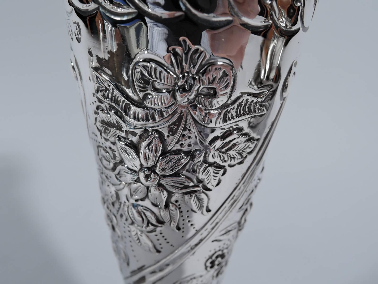 Pretty Antique English Sterling Silver Vase In Good Condition In New York, NY