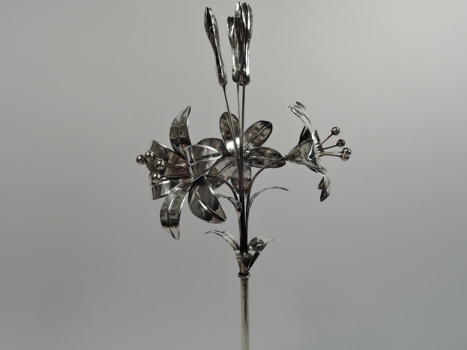 Edwardian Pretty Antique European Silver Flower Ornament For Sale