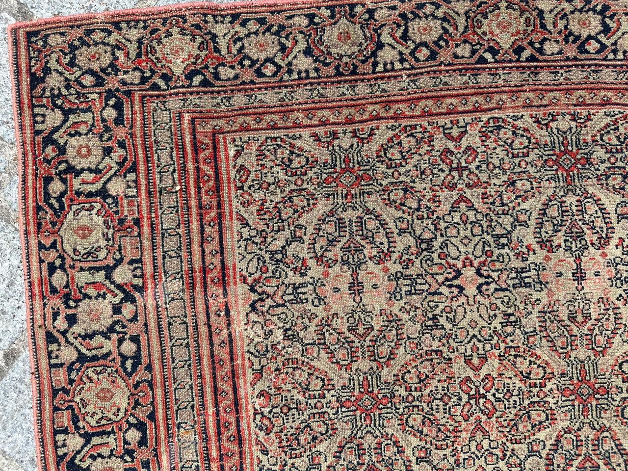 Sarouk Farahan Jolie antiquité extrêmement fine  tapis seneh en soie en vente