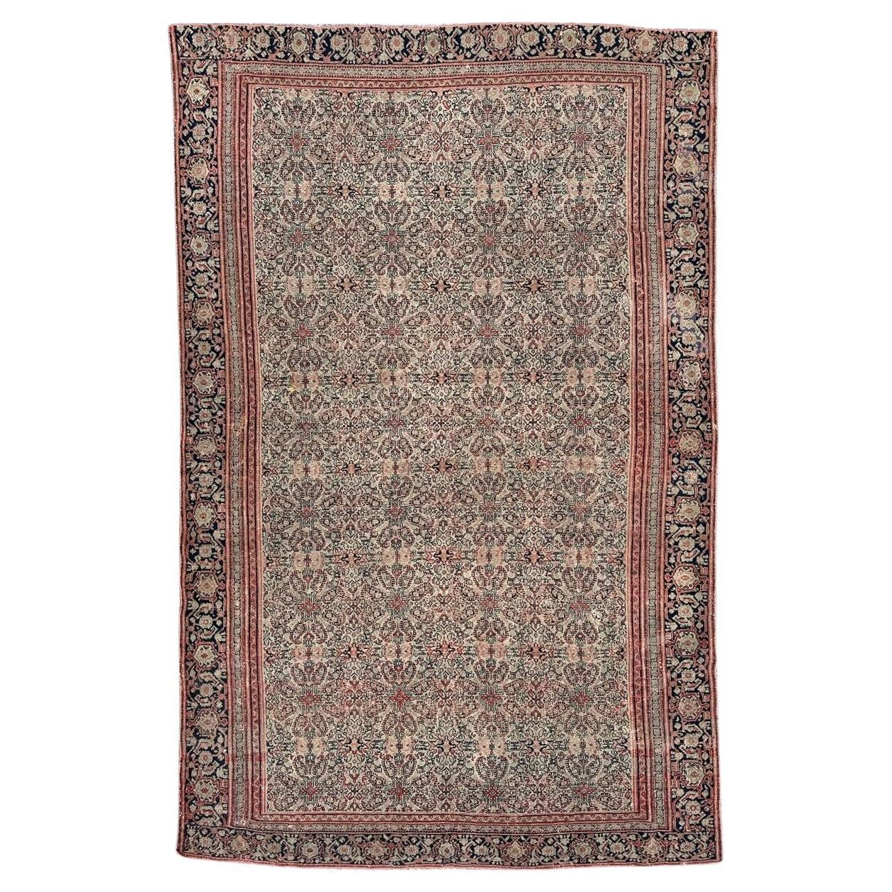 Jolie antiquité extrêmement fine  tapis seneh en soie en vente