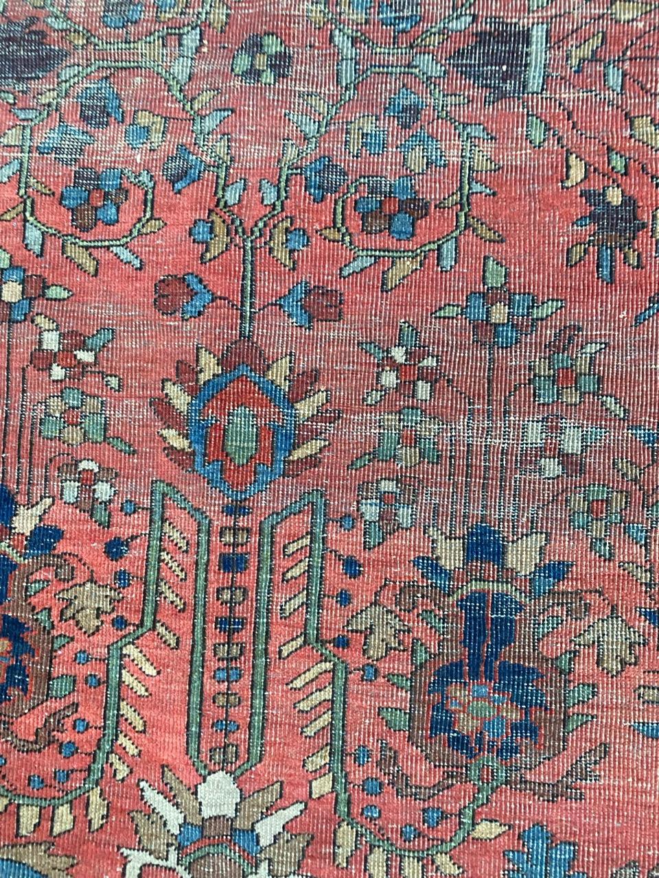 Sarouk Farahan Bobyrug’s Pretty Antique Fine Bijar Rug For Sale
