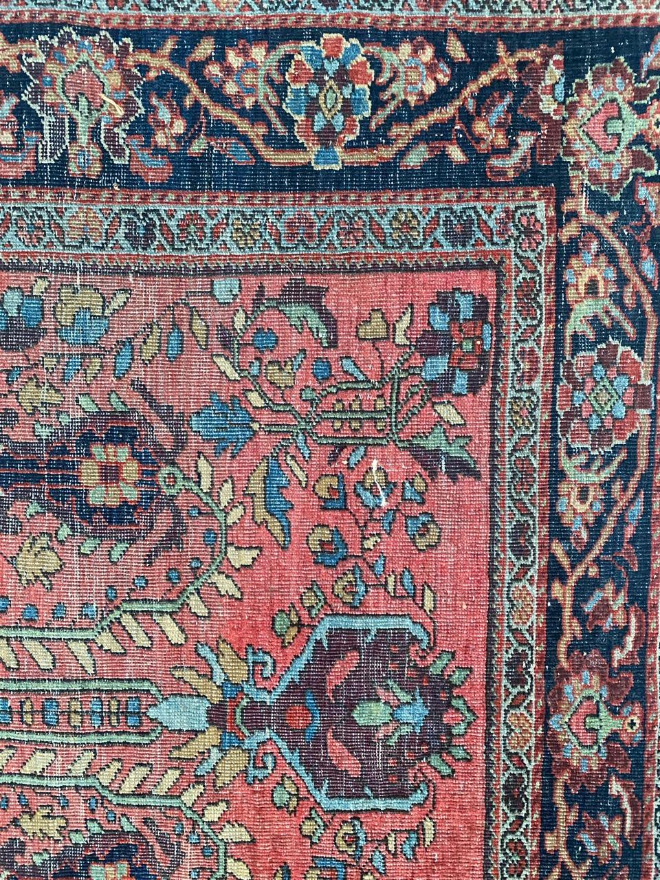 19th Century Bobyrug’s Pretty Antique Fine Bijar Rug For Sale