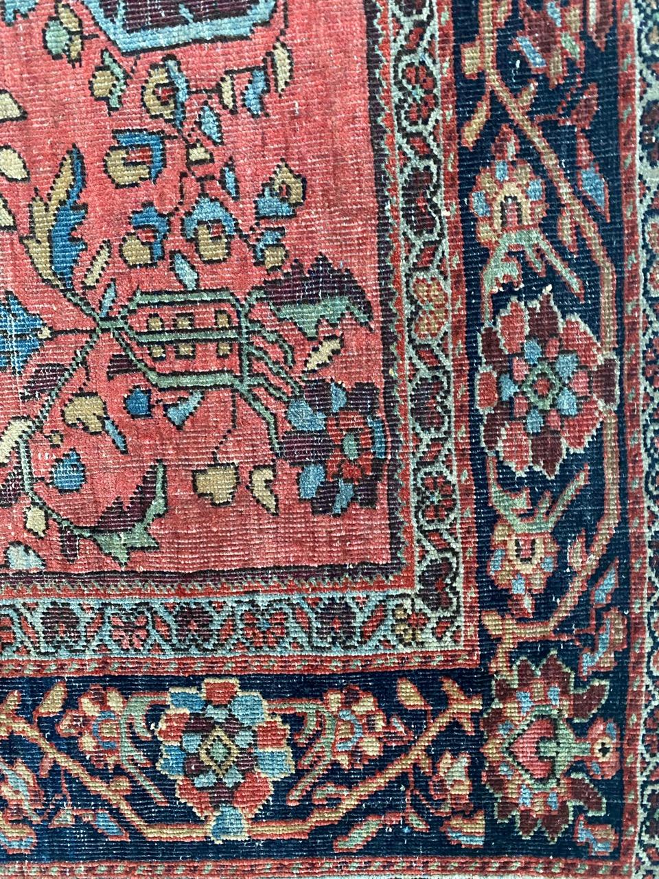 Wool Bobyrug’s Pretty Antique Fine Bijar Rug For Sale