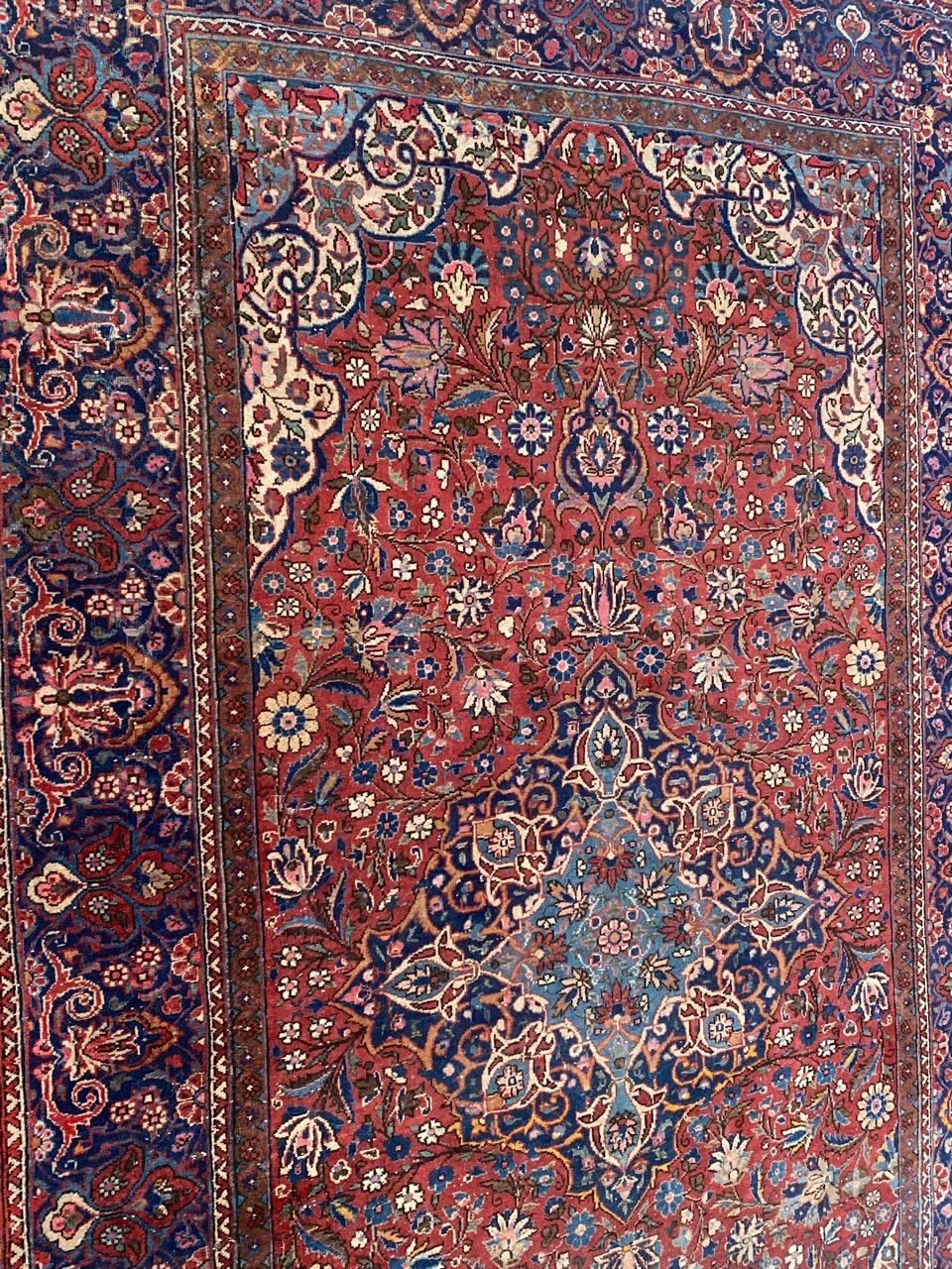 Bobyrug's Hübscher Antiker Kashan Teppich im Angebot 2