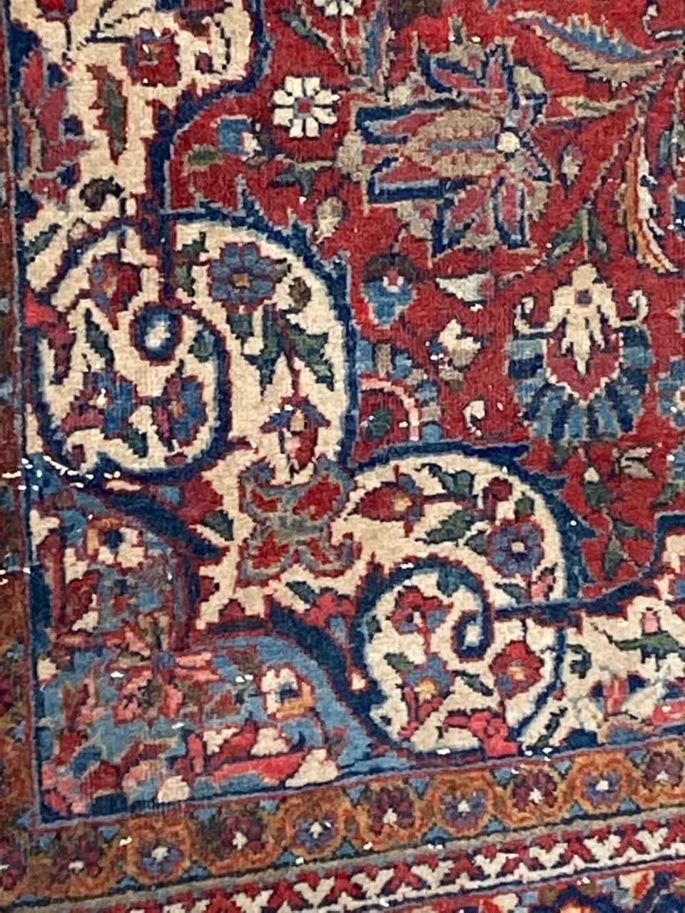 Bobyrug’s Pretty Antique Fine Kashan Rug For Sale 6