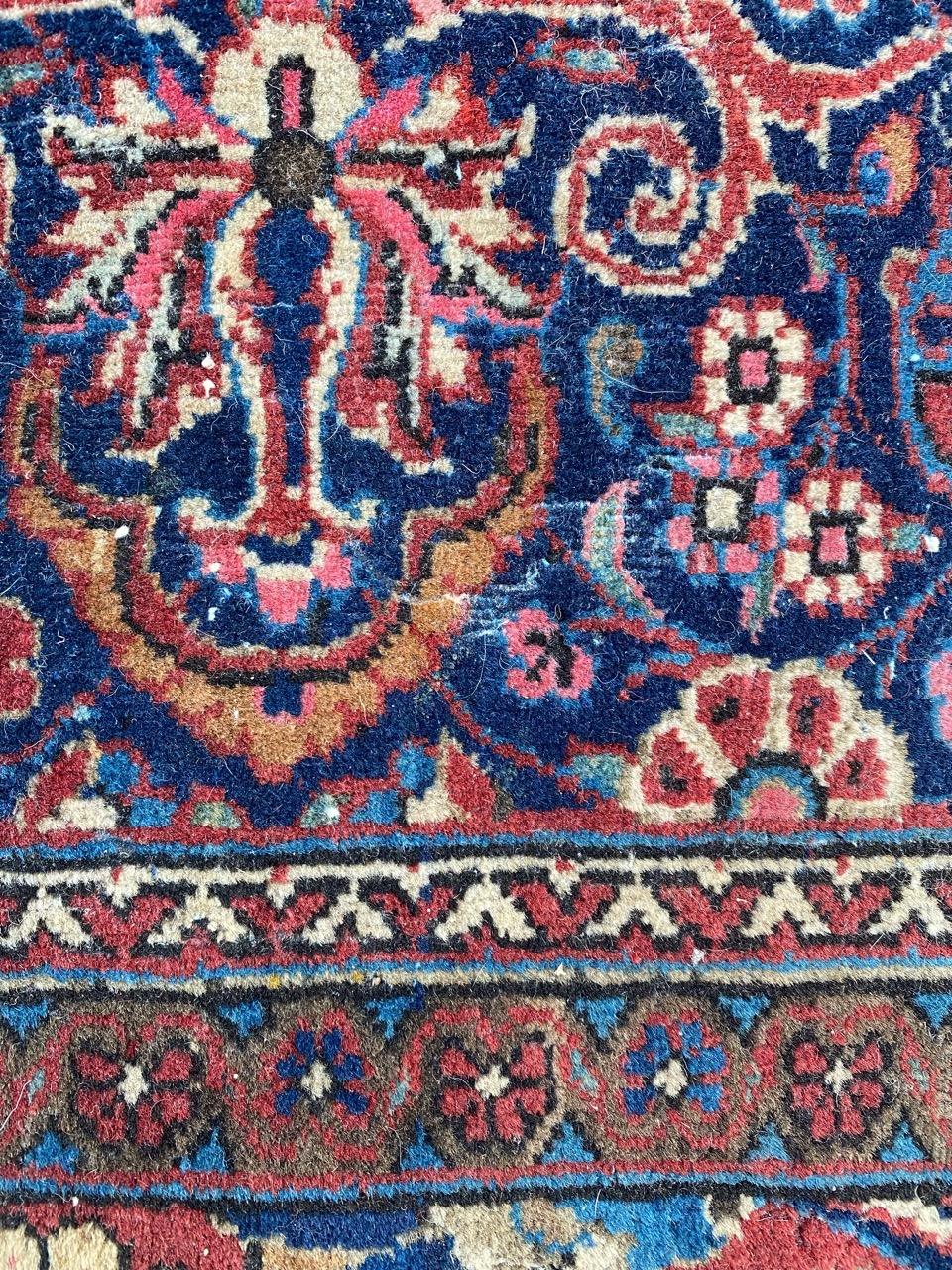 Bobyrug’s Pretty Antique Fine Kashan Rug For Sale 9