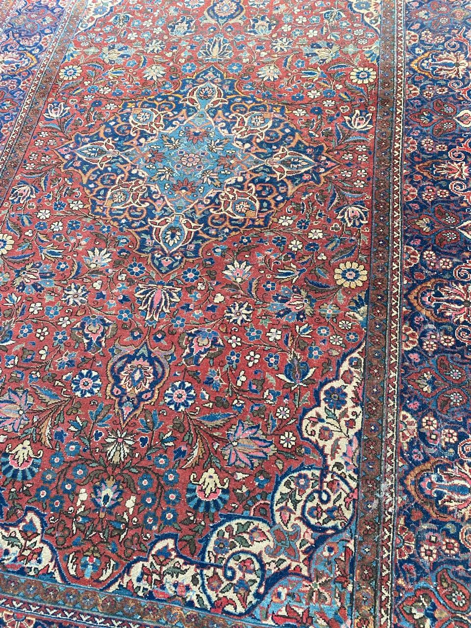 Bobyrug's Hübscher Antiker Kashan Teppich (Kaschan) im Angebot
