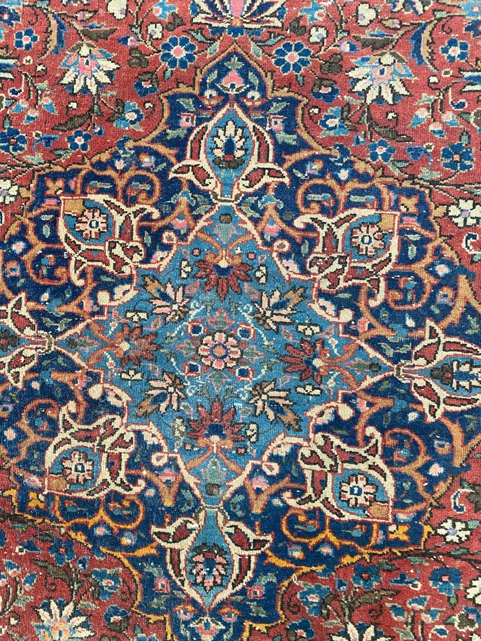 20th Century Bobyrug’s Pretty Antique Fine Kashan Rug For Sale
