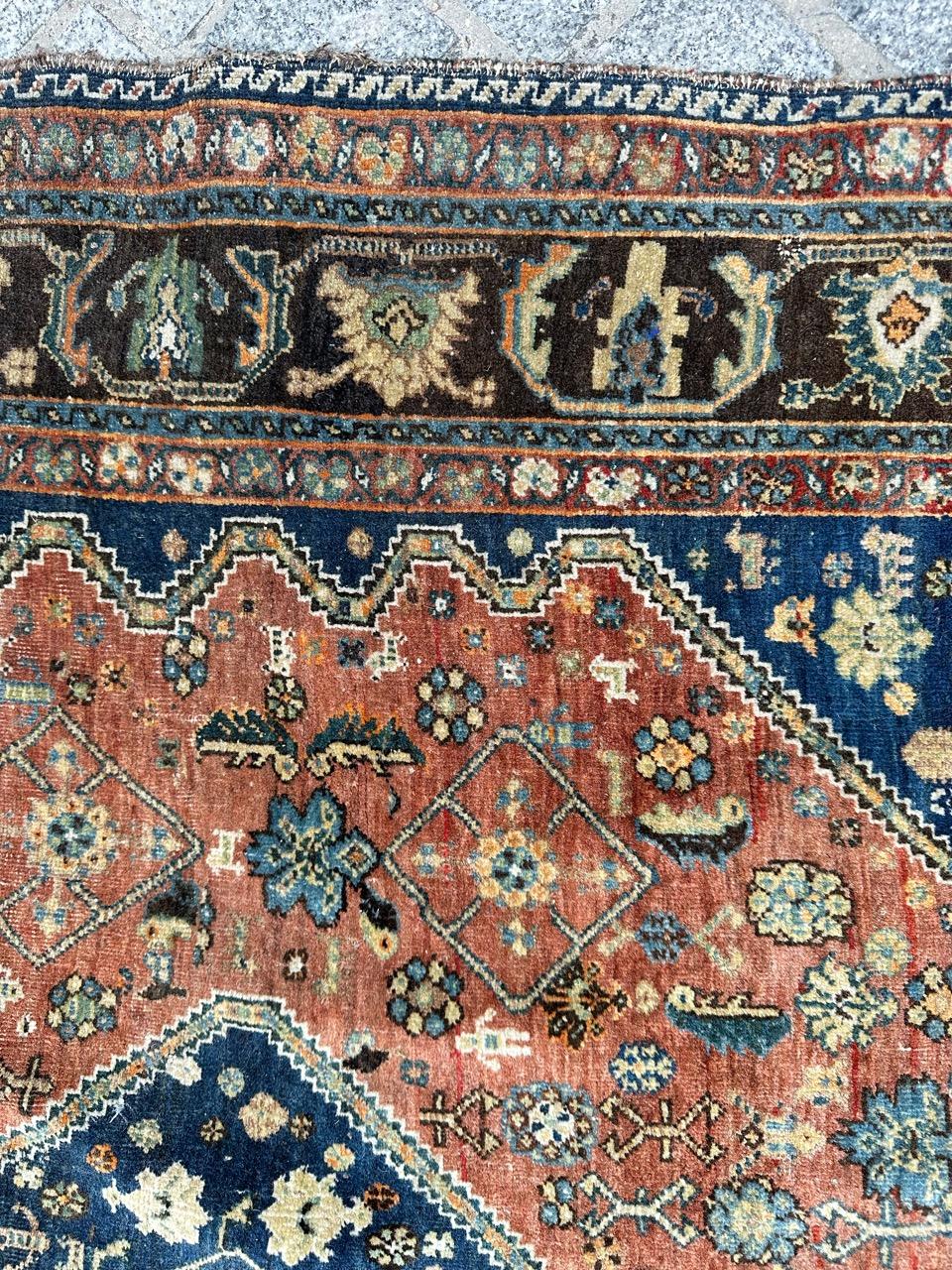 Bobyrug’s Pretty antique fine kashkouli qashqai rug For Sale 3