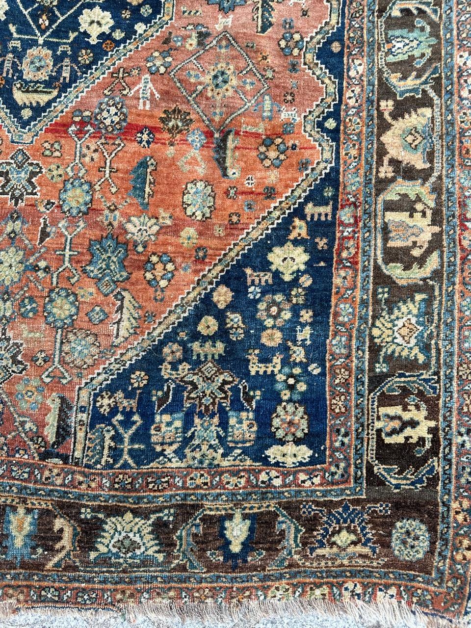 Bobyrug’s Pretty antique fine kashkouli qashqai rug  For Sale 5