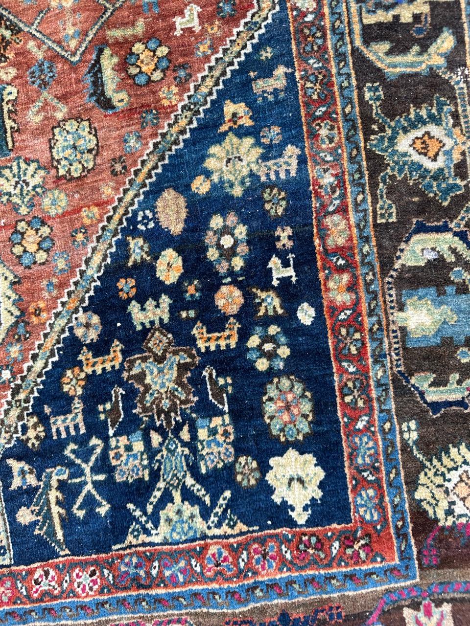Bobyrug’s Pretty antique fine kashkouli qashqai rug For Sale 8