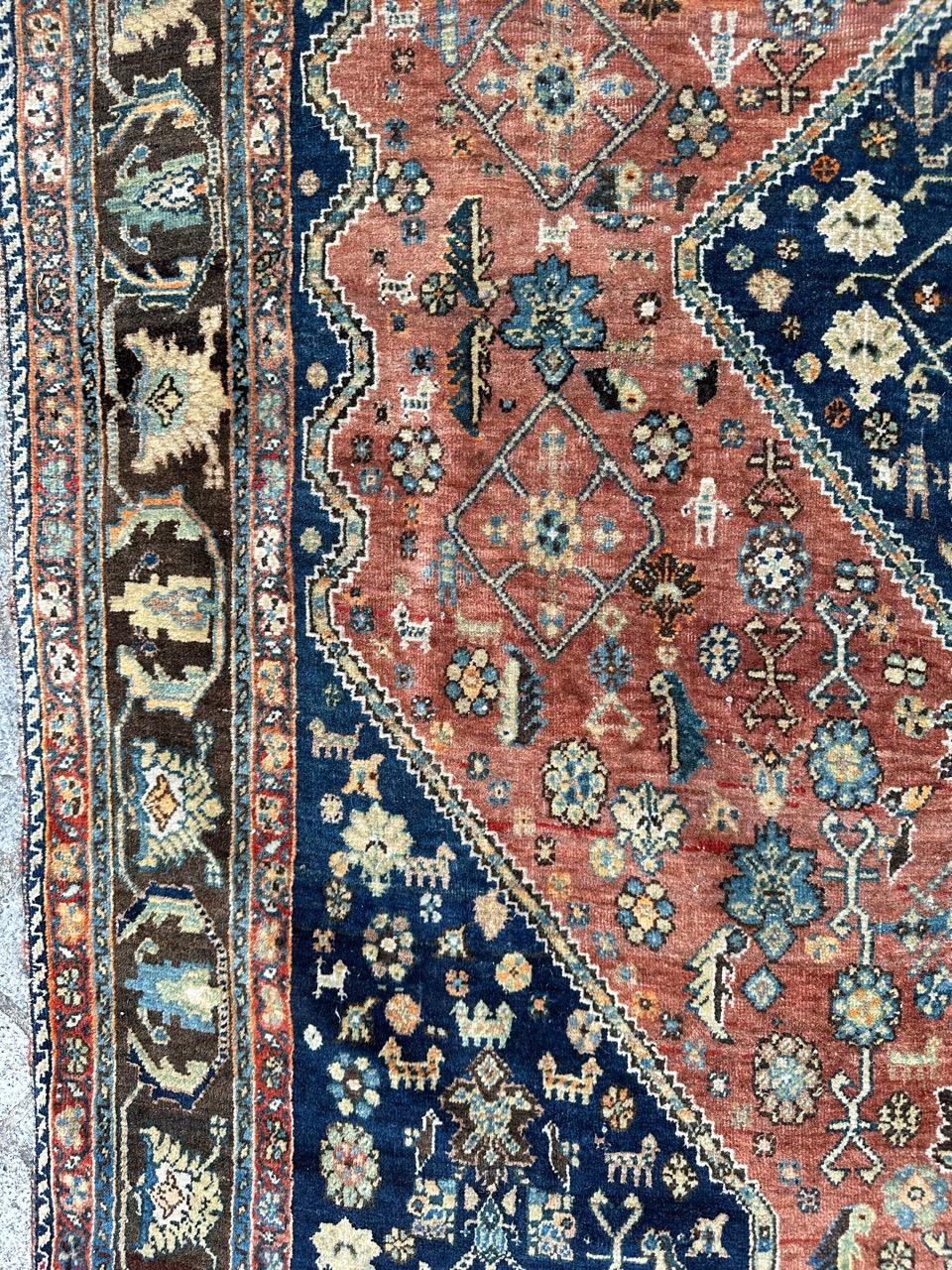 Bobyrug’s Pretty antique fine kashkouli qashqai rug For Sale 11