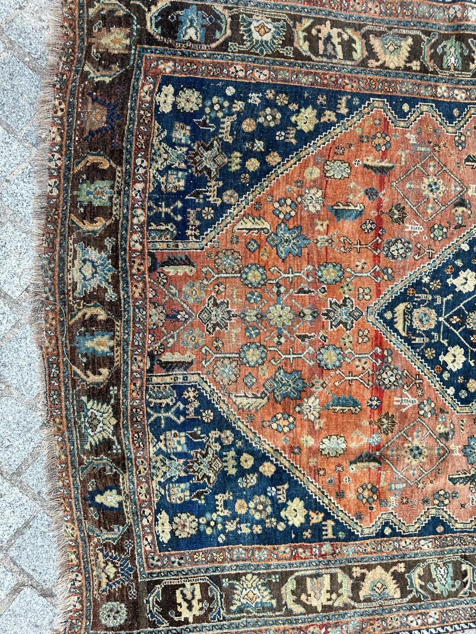 Asian Bobyrug’s Pretty antique fine kashkouli qashqai rug  For Sale