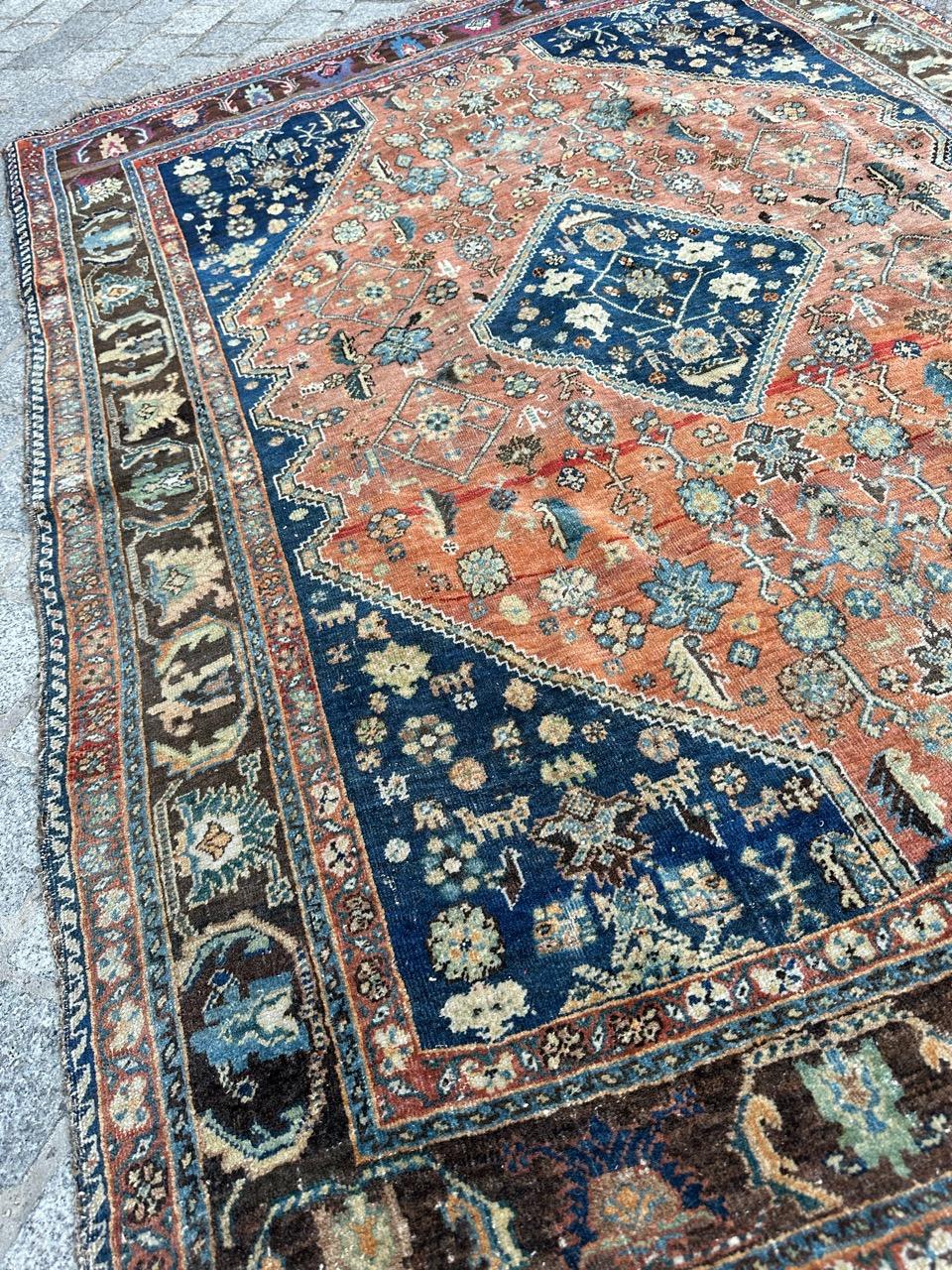 19th Century Bobyrug’s Pretty antique fine kashkouli qashqai rug  For Sale