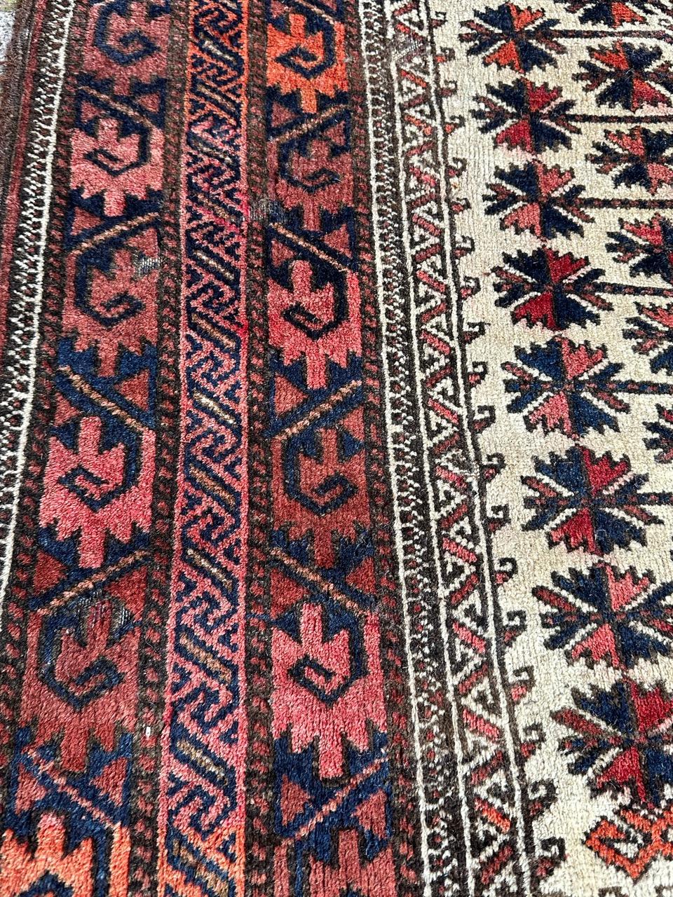 Pretty antique fine Turkmen Baluch rug  For Sale 4