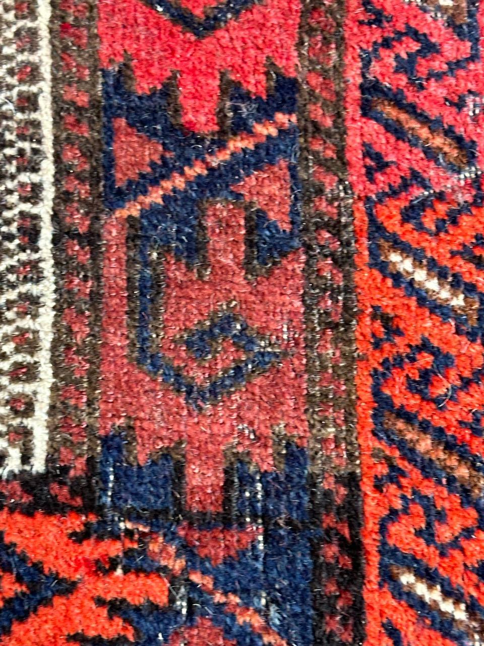 Pretty antique fine Turkmen Baluch rug  In Fair Condition For Sale In Saint Ouen, FR