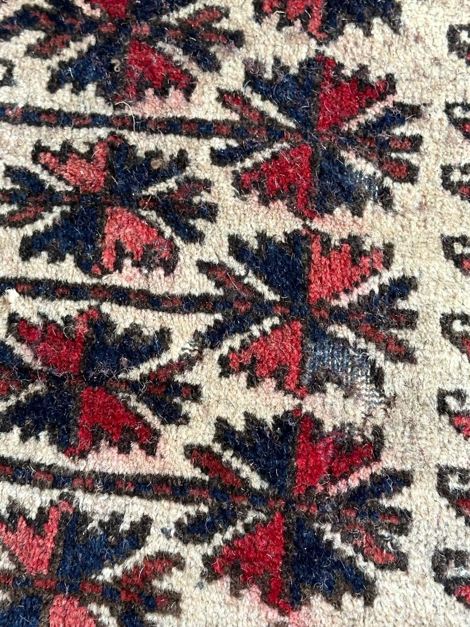 Wool Pretty antique fine Turkmen Baluch rug  For Sale