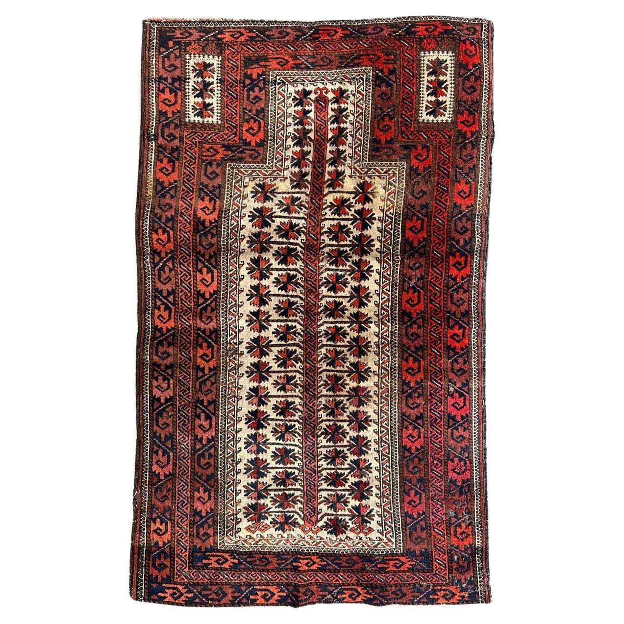 Pretty antique fine Turkmen Baluch rug  For Sale