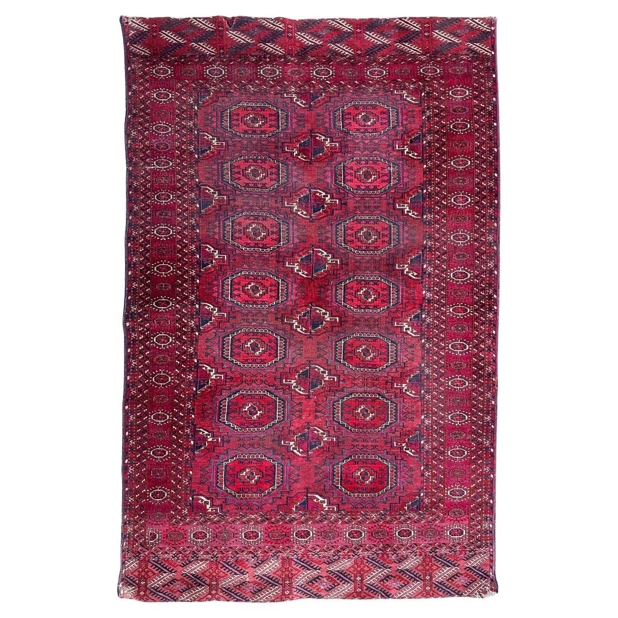 Pretty antique fine Turkmen Bokhara rug