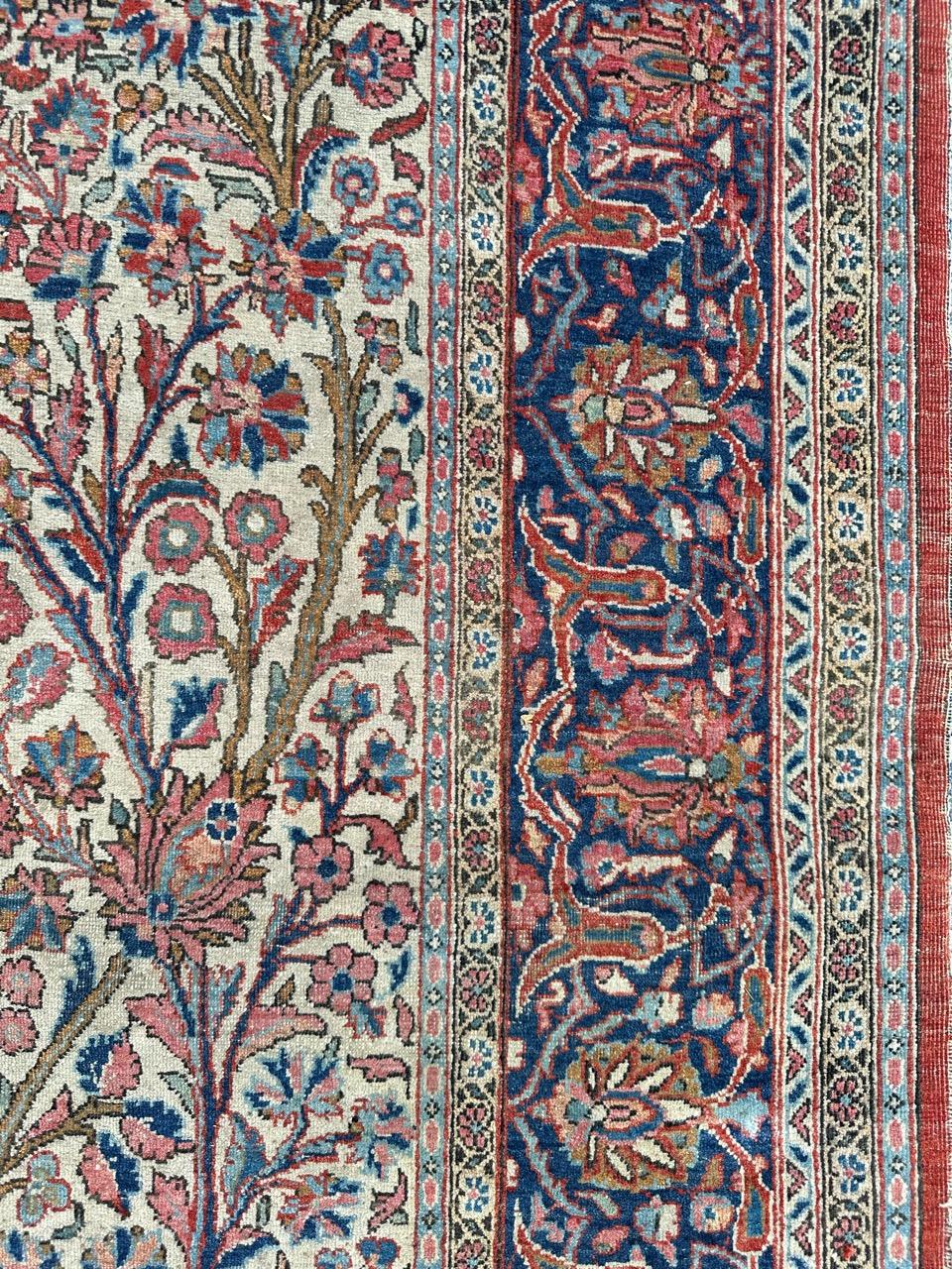 Bobyrug's Pretty Antique Floral Design Kashan Rug (tapis de Kashan) en vente 5
