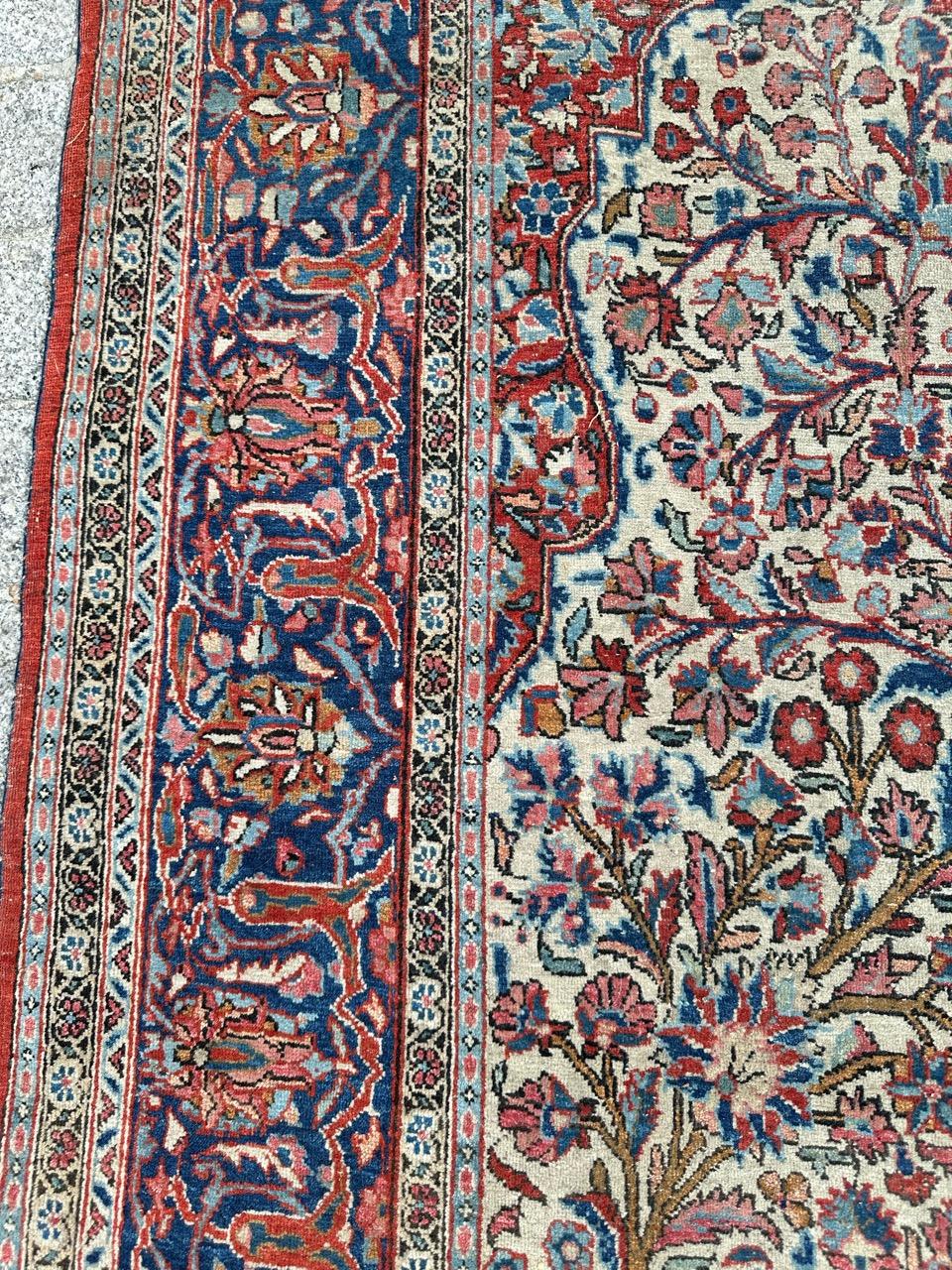 Bobyrug’s Pretty Antique Floral Design Kashan Rug For Sale 6