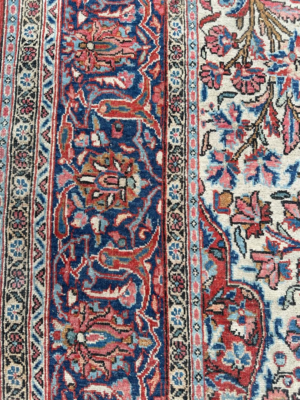 Bobyrug's Pretty Antique Floral Design Kashan Rug (tapis de Kashan) en vente 8