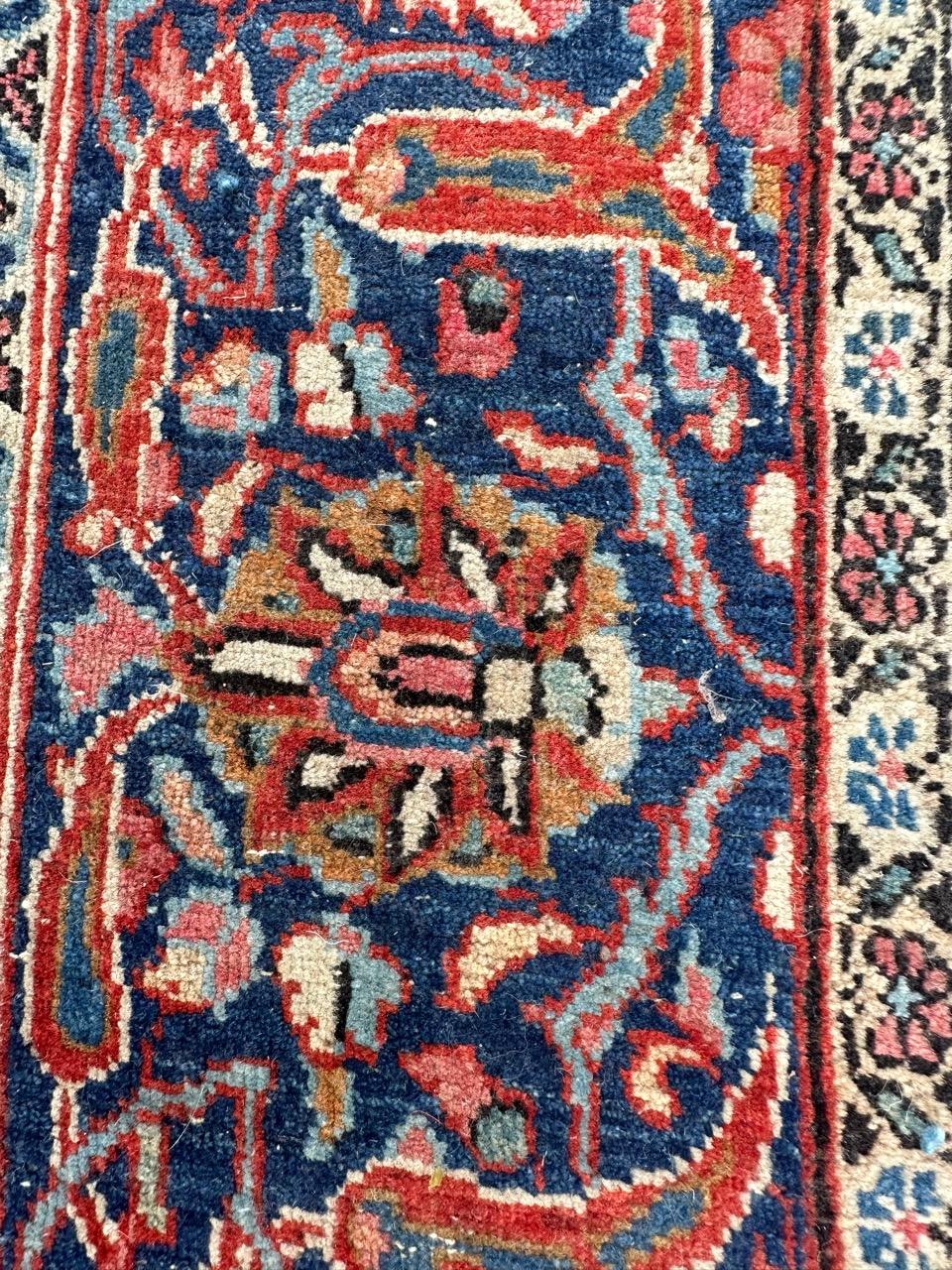 Bobyrug’s Pretty Antique Floral Design Kashan Rug For Sale 9