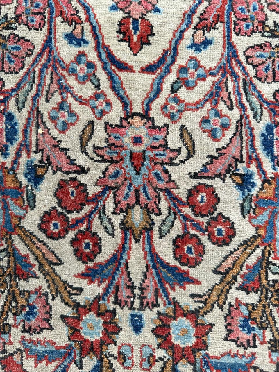Bobyrug's Pretty Antique Floral Design Kashan Rug (tapis de Kashan) en vente 10