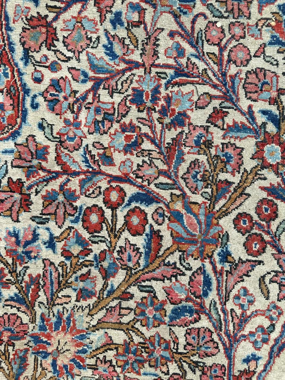 Bobyrug’s Pretty Antique Floral Design Kashan Rug For Sale 1