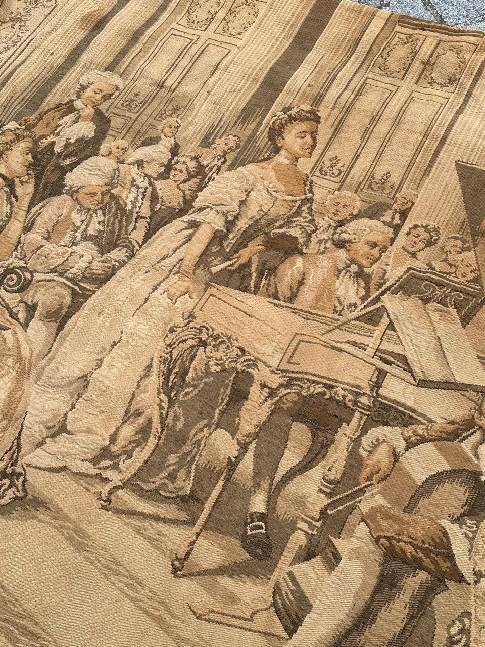 Bonito tapiz Jacquard francés antiguo de estilo Aubusson, de ludovico marchetti Hecho a máquina en venta