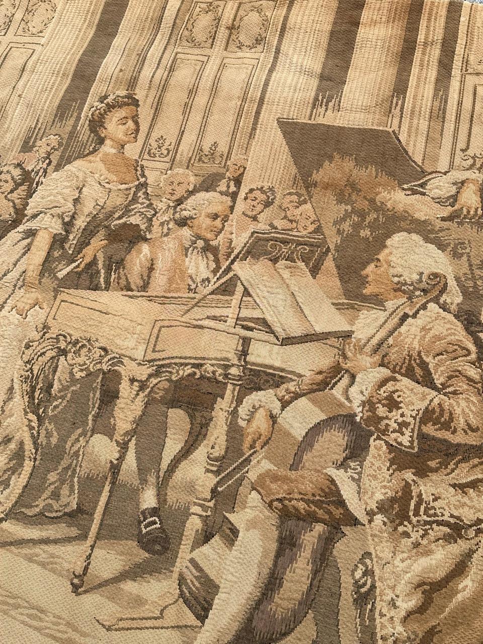 Bonito tapiz Jacquard francés antiguo de estilo Aubusson, de ludovico marchetti siglo XX en venta