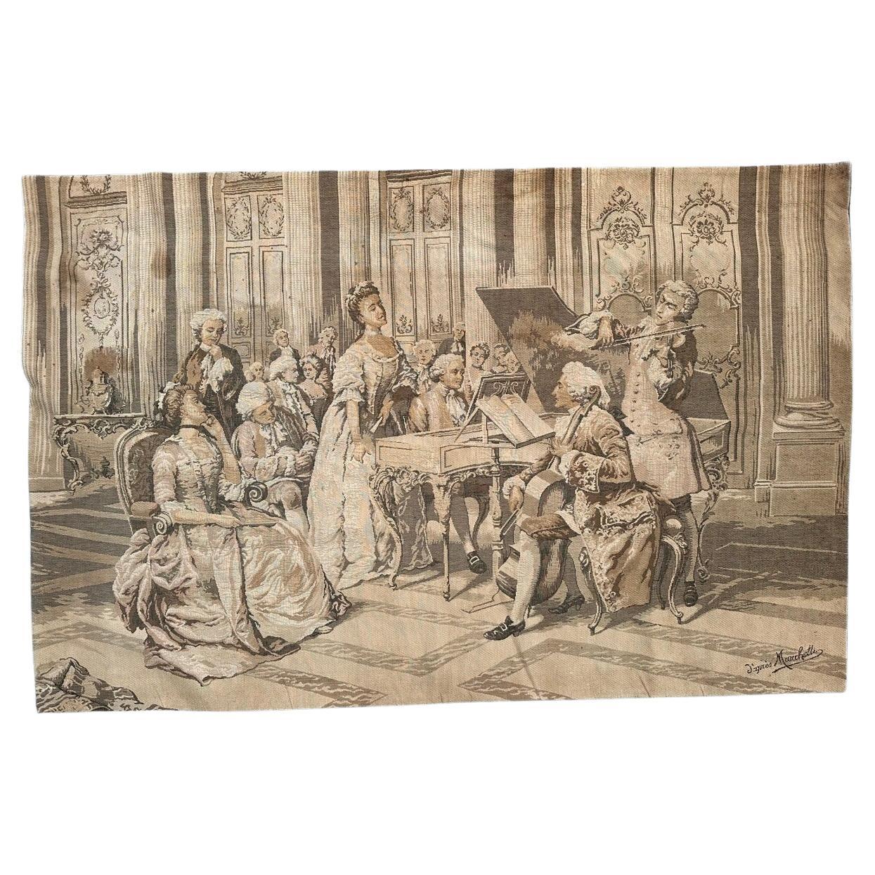 Bonito tapiz Jacquard francés antiguo de estilo Aubusson, de ludovico marchetti en venta